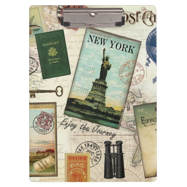 modern vintage travel collage clipboard (Front)