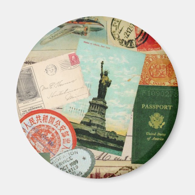 modern vintage travel collage magnet (Front)