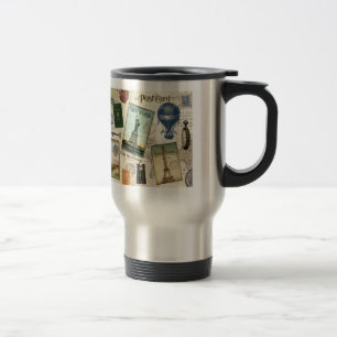 modern vintage travel collage mug