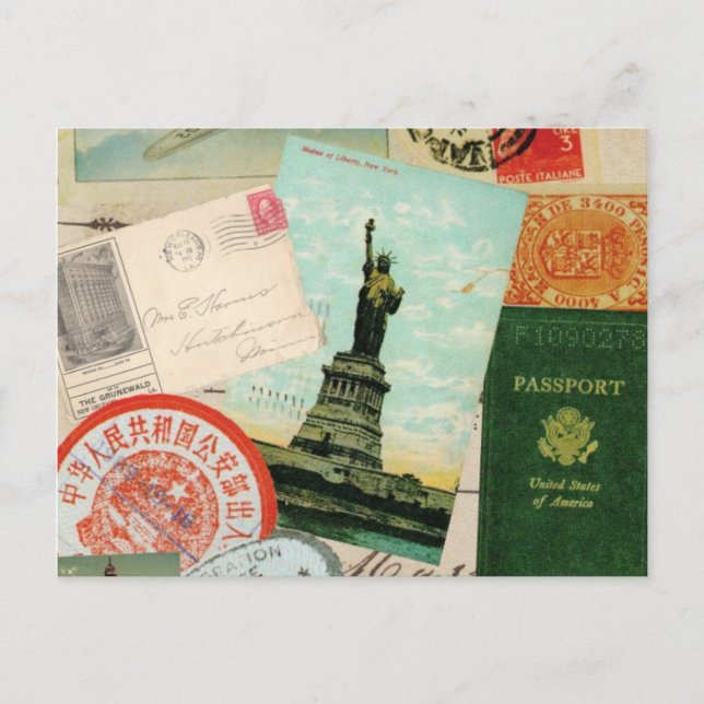 modern vintage travel collage postcard (Front)