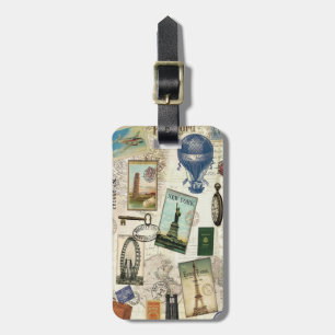 modern vintage travel luggage tag