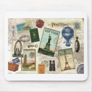 Modern vintage travel mouse mat