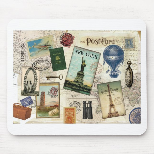 Modern vintage travel mouse mat (Front)
