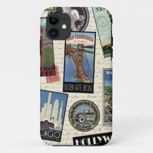 modern vintage travel USA iPhone 11 Case