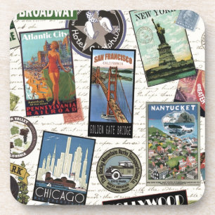 modern vintage travel USA Coaster