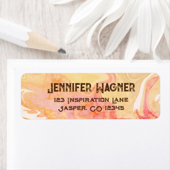 Modern Vintage Trendy Yellow Pink Abstract Swirl (Insitu)