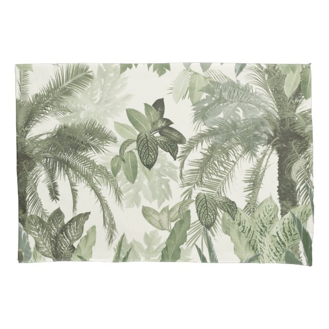 Modern Vintage Tropical Jungle Leaves #1 #tropical Pillowcase (Front)