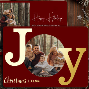 Modern Vintage Typewriter Family Christmas Photo Foil Holiday Card
