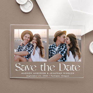 Modern Vintage Typography Photo Save The Date Acrylic Invitations