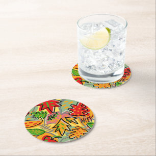 Modern vintage unique gift design for her girly round paper coaster