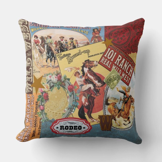 modern vintage western cowgirl cushion (Front)