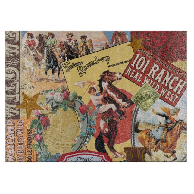 modern vintage western cowgirl cutting board (Front)