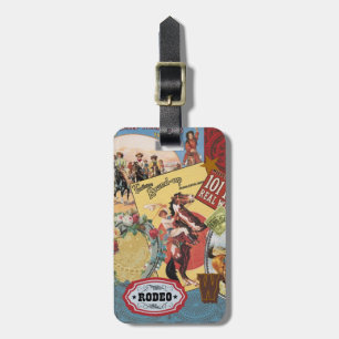 modern vintage western cowgirl luggage tag