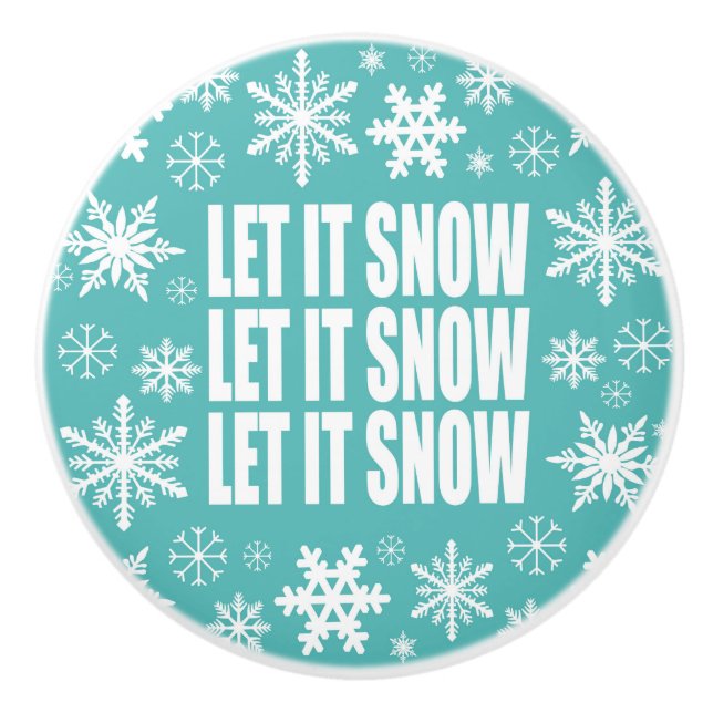 modern vintage whimsical snowflakes ceramic knob (Front)
