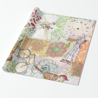 modern vintage whimsical wrapping paper
