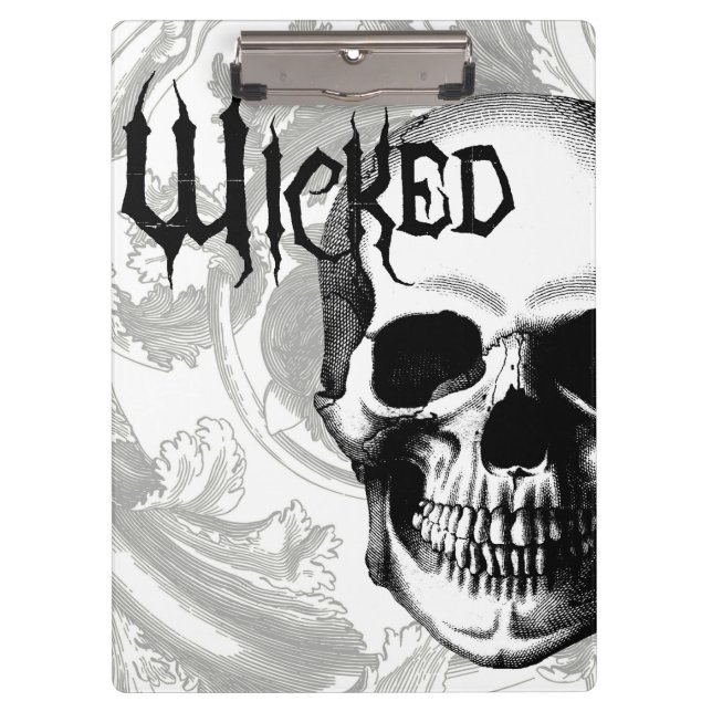 modern vintage wicked skull head clipboard (Front)