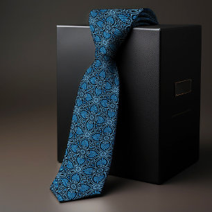 Modern Vintage William Morris Blue Shell Diagonal Tie