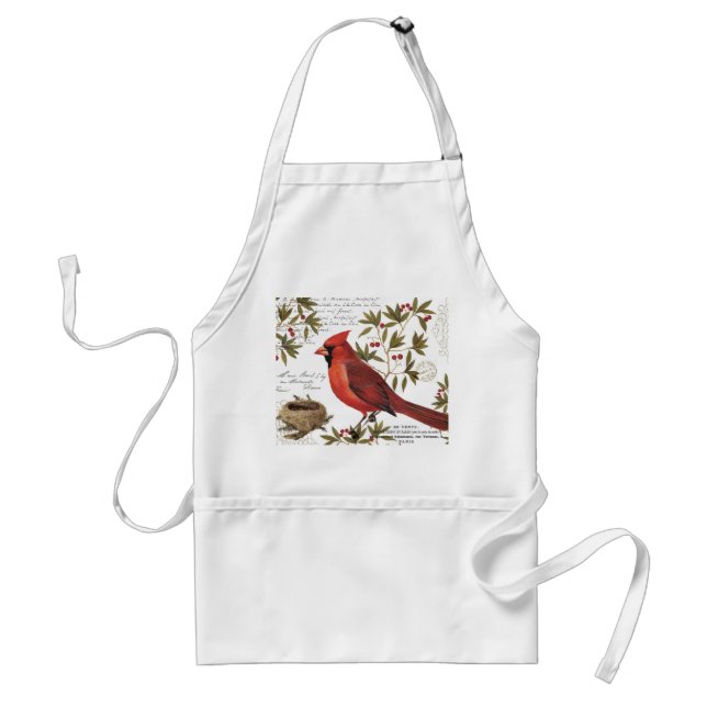 modern vintage winter cardinal standard apron (Front)