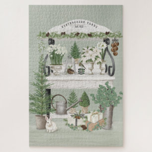 Modern vintage winter garden cart jigsaw puzzle