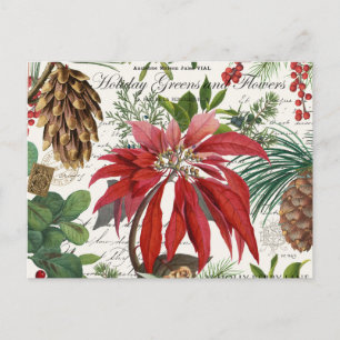 Modern vintage winter garden floral postcard
