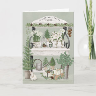 Modern vintage winter garden greeting card