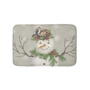 modern vintage winter garden snowman bath mat