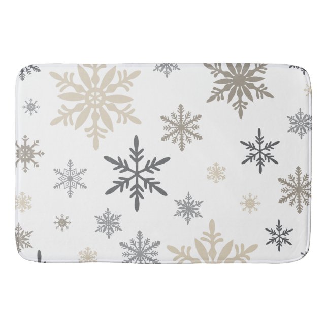 Modern Vintage winter snowflakes Bath Mat (Front)