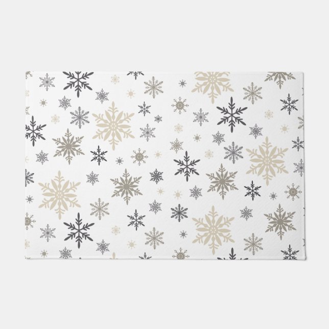 Modern Vintage winter snowflakes Doormat (Front)