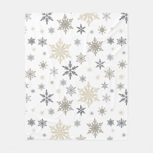 Modern Vintage winter snowflakes Fleece Blanket