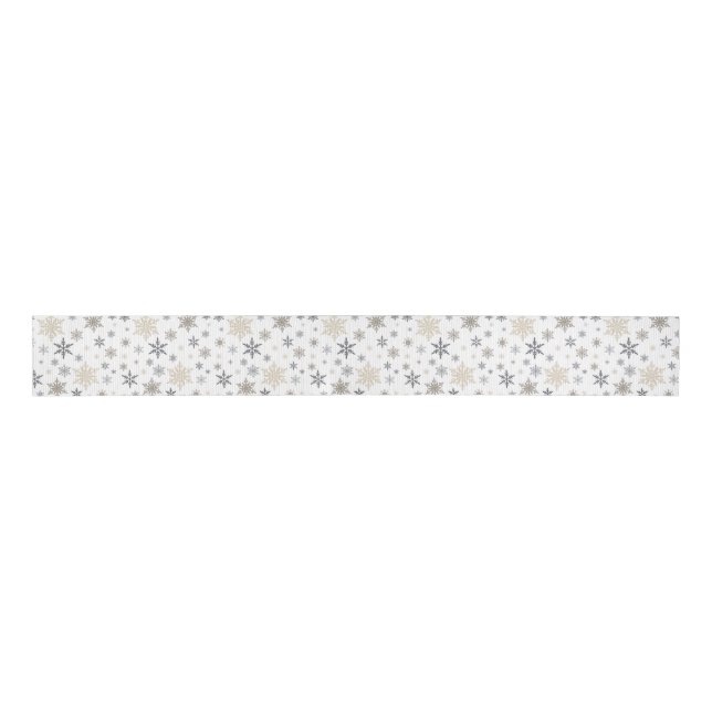 Modern Vintage winter snowflakes Grosgrain Ribbon (Front)
