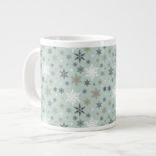 modern vintage winter snowflakes large coffee mug