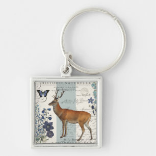 modern vintage woodland deer key ring