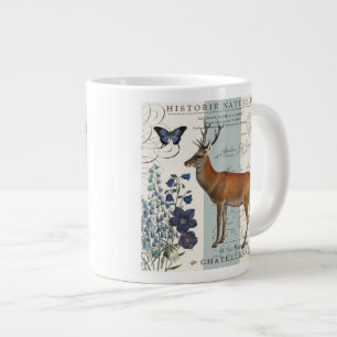 modern vintage woodland deer large coffee mug