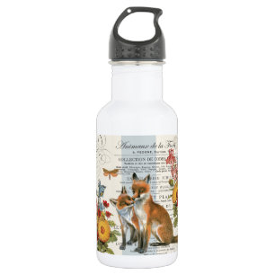 Modern vintage woodland fox 532 ml water bottle