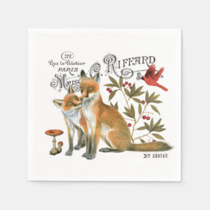modern vintage woodland fox napkin