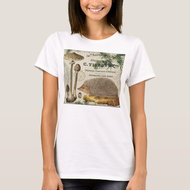 modern vintage woodland hedgehog T-Shirt (Front)
