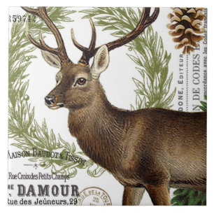 modern vintage woodland winter deer tile