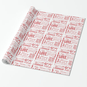 Modern vintage word Valentine Love collage Wrapping Paper