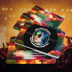Modern Vinyl Record DJ Photo Business Card