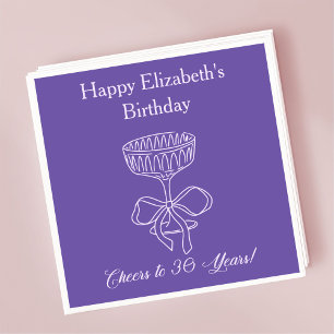 Modern Violet Cheers to 30 years Birthday Napkins