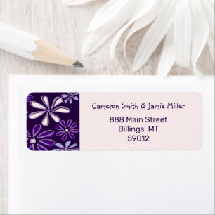 Modern Violet Floral Doodle Return Address