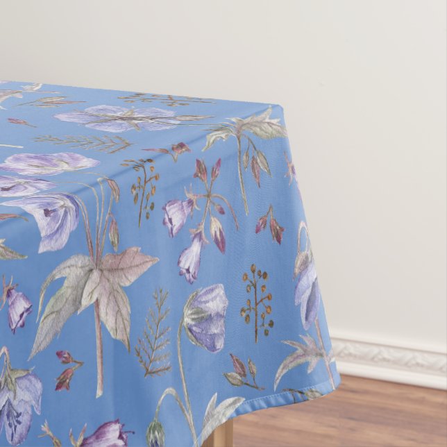 Modern Violet Flowers Floral Pattern Home Decor Tablecloth (In Situ)