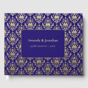 Modern Violet Purple and Gold Pattern Wedding Guest Book