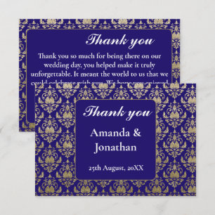 Modern Violet Purple and Gold Pattern Wedding Thank You Card