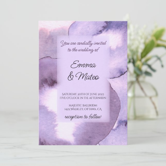 Modern violet purple Wedding  Invitation (Standing Front)