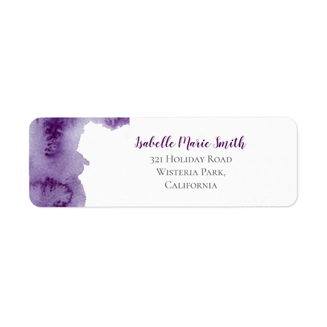 Modern Violet Watercolor Paint Splash Wedding (Front)
