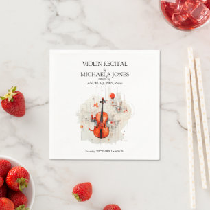 Modern Violin Music Recital Elegant Concert Napkin