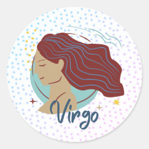 Modern Virgo Woman Zodiac Classic Round Sticker