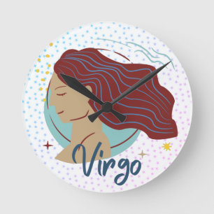 Modern Virgo Woman Zodiac Round Clock