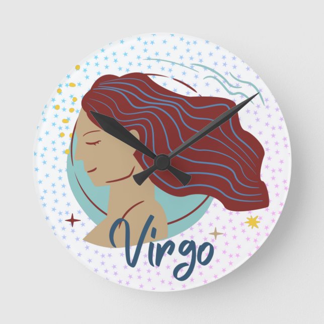 Modern Virgo Woman Zodiac  Round Clock (Front)
